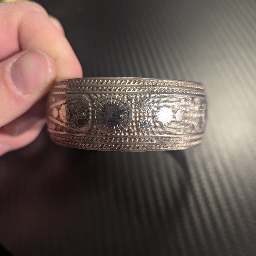 Intricate Silver Bangle Bracelet